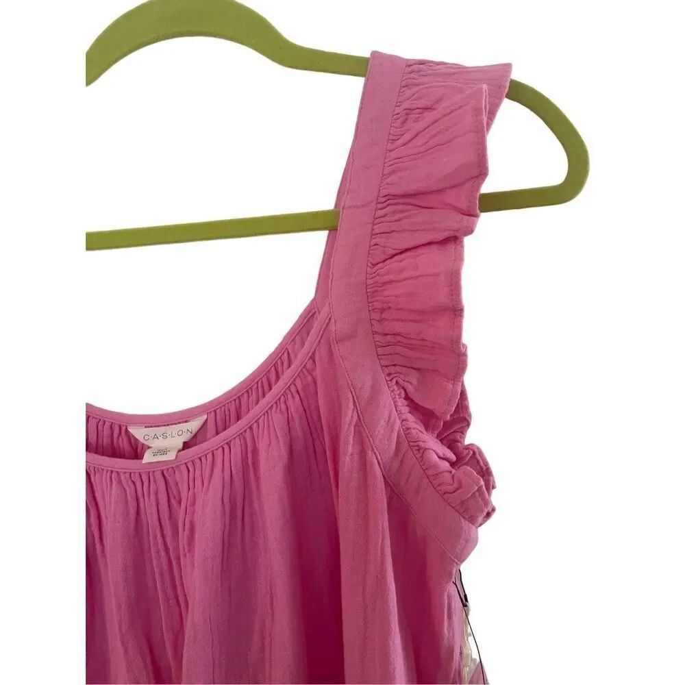 NWT Caslon Womens Pink Crayon Ruffle Tiered Cotton Maxi Dress Size Large - Picture 9 of 12